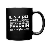 Spreadshirt Super Héros Sans Cape Parrain - Humour Pour Super-Héros Tasse Mug, taille unique, noir
