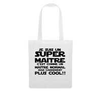 Spreadshirt Super Maître Cool Cadeau Maitre d'École Original Tote Bag, Taille Unique, Blanc