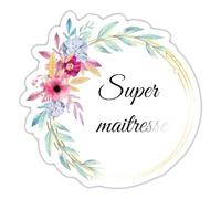 Spreadshirt Super Maitresse Cadeau Merci Maitresse Fin D'Année Autocollant Sticker, 10 x 10 cm, blanc brillant