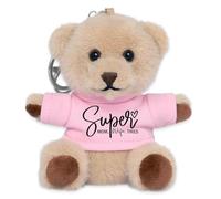Spreadshirt Super Maman Citation Drôle Cadeau Fête des Mères Porte-clés Peluche, Taille Unique, Rose