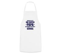 Spreadshirt Super Papa Devient Papy Génial Meilleur Papy Tablier Cuisine, taille unique, blanc