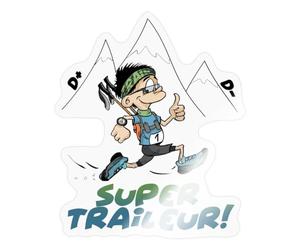 Spreadshirt Super Traileur Cadeau Trail Running Montagnes Courir Autocollant Sticker, 10 x 10 cm, brillant transparent