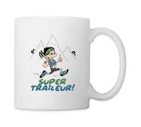 Spreadshirt Super Traileur Cadeau Trail Running Montagnes Courir Mug Blanc