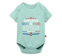 Spreadshirt Supporter de Lyon Comme Papa Foot Lyonnais Cadeau Fête des Pères Body Manches Courtes Bébé Bio, 92 (1,5-2 ans), menthe