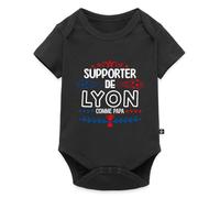 Spreadshirt Supporter de Lyon Comme Papa Foot Lyonnais Cadeau Fête des Pères Body Manches Courtes Bébé Bio, 80 (9-12 mois), noir