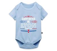 Spreadshirt Supporter de Lyon Comme Papa Foot Lyonnais Cadeau Fête des Pères Body Manches Courtes Bébé Bio, 92 (1,5-2 ans), bleu clair