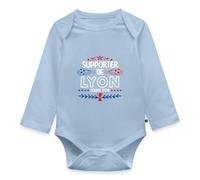 Spreadshirt Supporter de Lyon Comme Papa Foot Lyonnais Cadeau Fête des Pères Body Manches Longues Bébé Bio, 62 (2-3 mois), bleu clair