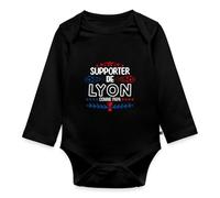 Spreadshirt Supporter de Lyon Comme Papa Foot Lyonnais Cadeau Fête des Pères Body Manches Longues Bébé Bio, 62 (2-3 mois), noir