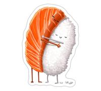 Spreadshirt Sushi Kawaii - Vêtements Anime/Manga Japonais - Cadeau Saint Valentin Autocollant Sticker, 10 x 10 cm, blanc mat