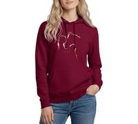 Spreadshirt Sweat À Capuche Femme Équitation Silhouette Fille Cheval, Vêtement Cavalière Cadeau Équitation, Sweat Cheval, XL, Bordeaux