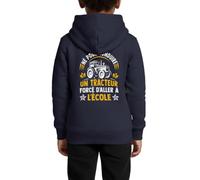 Spreadshirt Sweat À Capuche Premium Enfant Conduire Un Tracteur Forcé À L'École, Pull Tracteur Enfant, Cadeau Agriculteur, 146/152 (10 Ans), Bleu Marine