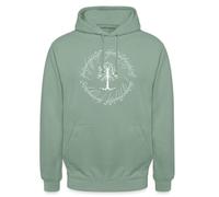 Spreadshirt Sweat À Capuche Unisexe Le Seigneur des Anneaux l'arbre Blanc du Gondor, Pull Seigneur des Anneaux, XL, Vert-de-Gris