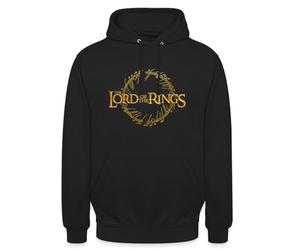 Spreadshirt Sweat À Capuche Unisexe Le Seigneur des Anneaux Logo Et Inscription, Pull Seigneur des Anneaux, M, Noir
