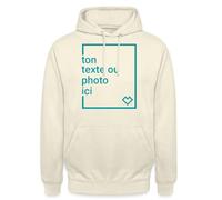Spreadshirt Sweat À Capuche Unisexe Personnalisé, Créez Votre Propre Pull Personnalisable avec Texte ou Photo, Hoodie Sweat Personnalisable, L, Vanille