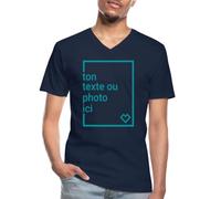 Spreadshirt T-Shirt Classique Col V Homme À Personnaliser avec Photo Et Texte T Shirt Homme Col V, M, Marine