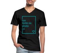 Spreadshirt T-Shirt Classique Col V Homme À Personnaliser avec Photo Et Texte T-Shirt Homme, L, Noir