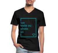 Spreadshirt T-Shirt Classique Col V Homme À Personnaliser avec Photo Et Texte T-Shirt Homme, M, Noir
