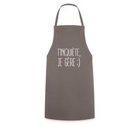 Spreadshirt Tablier Homme Femme Humour T'inquiète Je Gère, Tablier Cuisine Barbecue Taille Réglable, Idée Cadeau Fête des Pères, Fête des mères, Anniversaire, Noël, taille unique, gris