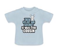 Spreadshirt Tata Je Vais Être Cousin Annonce Grossesse Tante Idée Cadeau T-Shirt Bio Bébé, 6-12 Mois, Bleu Clair