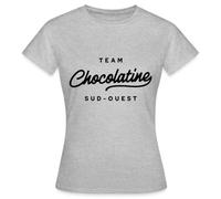 Spreadshirt Team Chocolatine Sud-Ouest Humour Boulanger Patisserie T-Shirt Femme, XL, Gris chiné