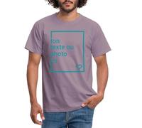Spreadshirt Tee Shirt Personnalisable Homme, Créez Votre Propre T Shirt Personnalisé avec Photo et Texte Impression Face, Idée Cadeau Homme, Anniversaire, Fête des Pères, EVG, XL, Mauve Gris