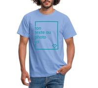 Spreadshirt Tee Shirt Personnalisable Homme, Créez Votre Propre T Shirt Personnalisé avec Photo et Texte Impression Face, Idée Cadeau Homme, Anniversaire, Fête des Pères, EVG, XXL, Carolina Blue