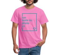 Spreadshirt Tee Shirt Personnalisable Homme, Créez Votre Propre T Shirt Personnalisé avec Photo et Texte Impression Face, Idée Cadeau Homme, Anniversaire, Fête des Pères, EVG, M, Rose