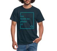 Spreadshirt Tee Shirt Personnalisable Homme, Créez Votre Propre T Shirt Personnalisé avec Photo et Texte Impression Face, Idée Cadeau Homme, Anniversaire, Fête des Pères, EVG, M, Marine