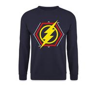 Spreadshirt The Flash Éclair Jaune Symbole Sweat-Shirt Unisexe, M, Marine