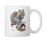 Spreadshirt Thellwell Cheval Saut D'Obstacles Mug Blanc, taille unique, blanc