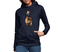 Spreadshirt Thelwell Équitation Cavalière Attachée Sweat À Capuche Femme, M, Marine