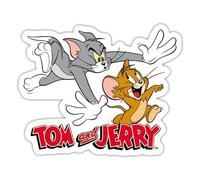 Spreadshirt Tom Et Jerry Chasse Autocollant Sticker, 10 x 10 cm, blanc mat
