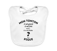 Spreadshirt® Tonton Barbu Cadeau Naissance Humour Super Tonton Barbe Bavoir Bio Bébé, blanc