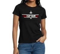 Spreadshirt Top Gun Jet Logo T Shirt Femme, XL, Noir