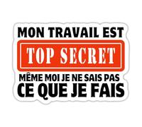 Spreadshirt Travail Top Secret Travail Humour Cadeau Collègue Autocollant Sticker, 10 x 10 cm, blanc mat