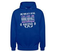 Spreadshirt Une Maman à Cheval Cadeau Mama Cheval Cavalier Maman Équitation Sweat À Capuche Unisexe, S, Bleu Royal