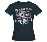 Spreadshirt Une Maman à Cheval Cadeau Mama Cheval Cavalier Maman Équitation T Shirt Femme, M, Marine