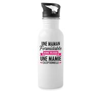 Spreadshirt Une Maman Formidable Donne Une Mamie Exceptionnelle Cadeau Mamie Gourde avec paille intégrée, 600 ml, blanc