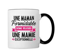 Spreadshirt Une Maman Formidable Donne Une Mamie Exceptionnelle Cadeau Mamie Mug Bicolore, taille unique, blanc/noir