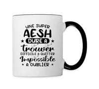 Spreadshirt Une Super Aesh Cadeau Merci École Mug Bicolore, taille unique, blanc/noir
