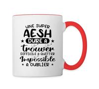 Spreadshirt Une Super Aesh Cadeau Merci École Mug Bicolore, taille unique, blanc/rouge