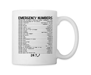 Spreadshirt Versets Bibliques Numéros d'Urgence Chrétiens Cadeau SOS Chrétien Mug Blanc, taille unique, blanc