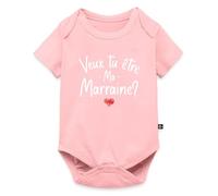 Spreadshirt Veux Tu être Ma Marraine Bébé Cadeau Naissance Body Manches Courtes Bébé Bio, 56 (0-2 mois), rose