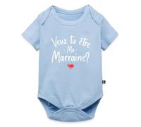 Spreadshirt Veux Tu être Ma Marraine Bébé Cadeau Naissance Body Manches Courtes Bébé Bio, 68 (3-6 mois), bleu clair