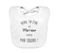 Spreadshirt® Veux Tu Être Ma Marraine d'Amour Demande Marraine Bavoir Bio Bébé, blanc
