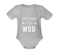 Spreadshirt Vivre d'Amour Et De WOD Body Bébé Bio Manches Courtes, 68 (3-6 mois), gris chiné
