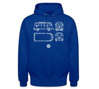 Spreadshirt Volkswagen VW Camper Van Plan Bleu Sweat À Capuche Unisexe, S, Bleu Royal