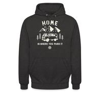 Spreadshirt Volkswagen VW T1 Camper Home is Where You Park It Sweat À Capuche Unisexe, M, Charbon