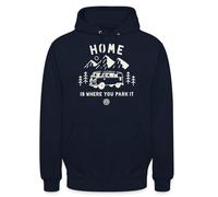 Spreadshirt Volkswagen VW T1 Camper Home is Where You Park It Sweat À Capuche Unisexe, XL, Marine