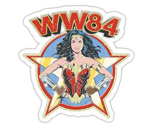Spreadshirt Wonder Woman 1984 WW84 DC Comics Retro Vintage Années 80 Carnaval Autocollant Sticker, 10 x 10 cm, blanc mat